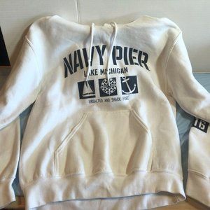 Artisans Apparel SMALL Hoodie Navy Pier Chicago White Sweatshirt #KD